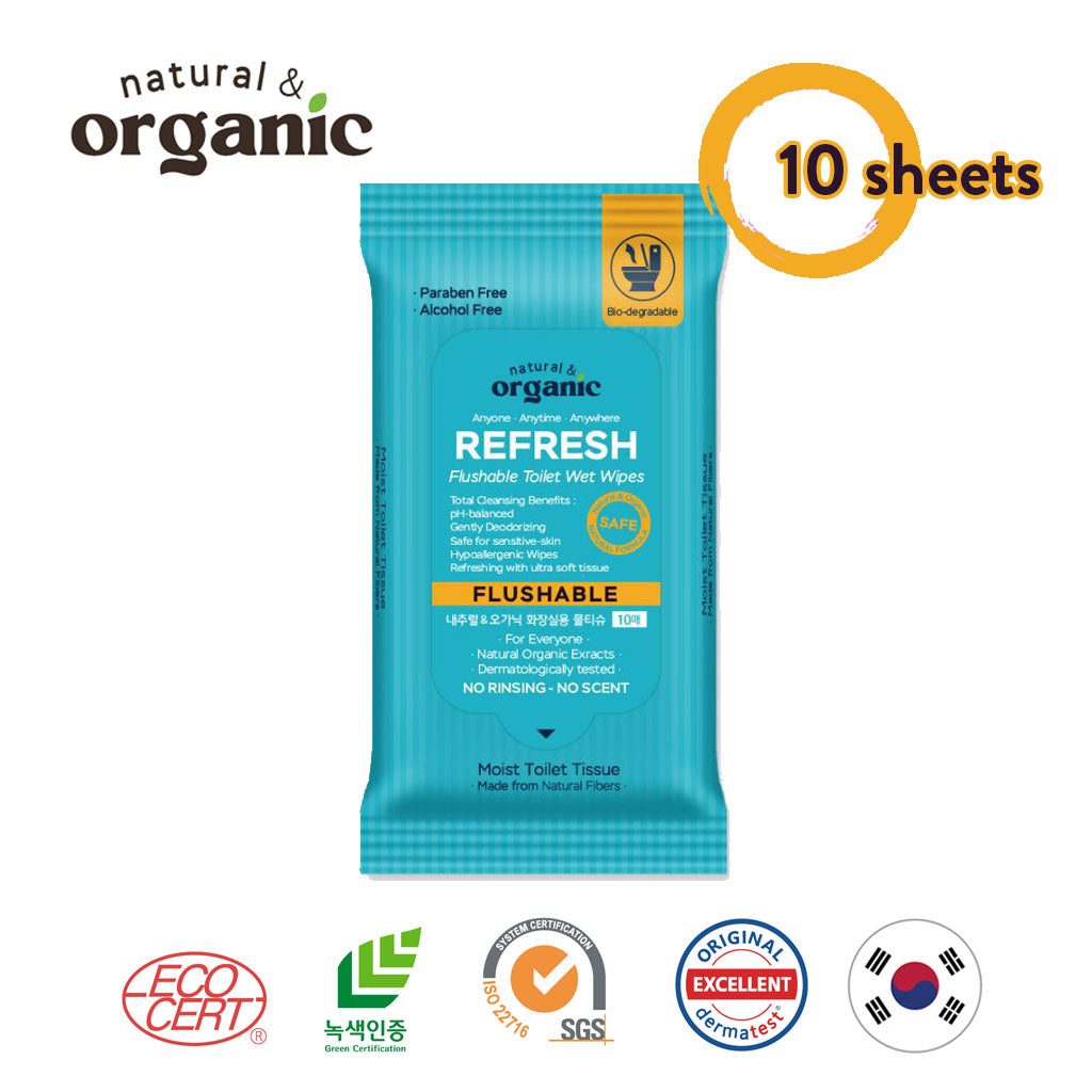 Natural & Organic Premium Portable Flushable Wipes