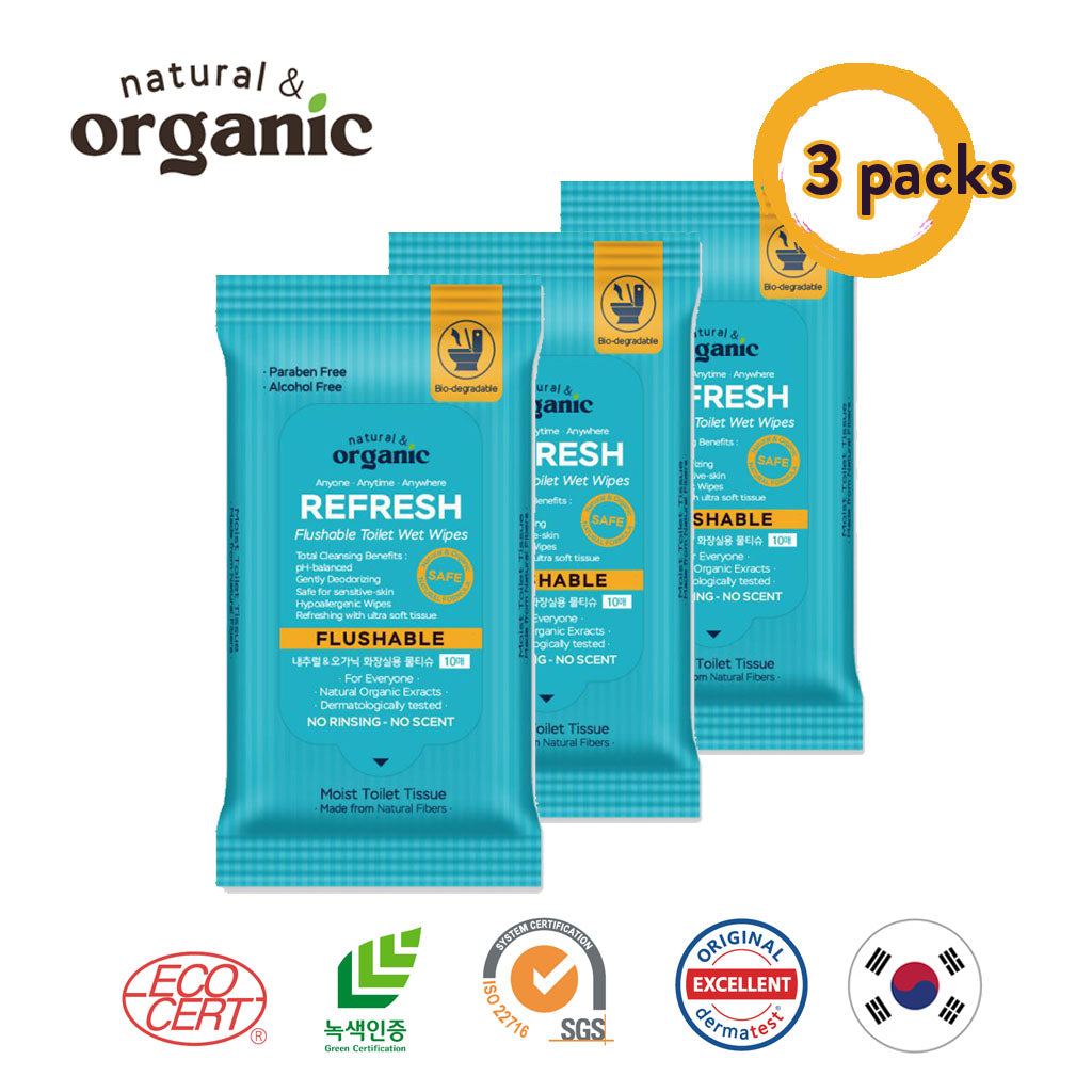 Natural & Organic Premium Portable Flushable Wipes
