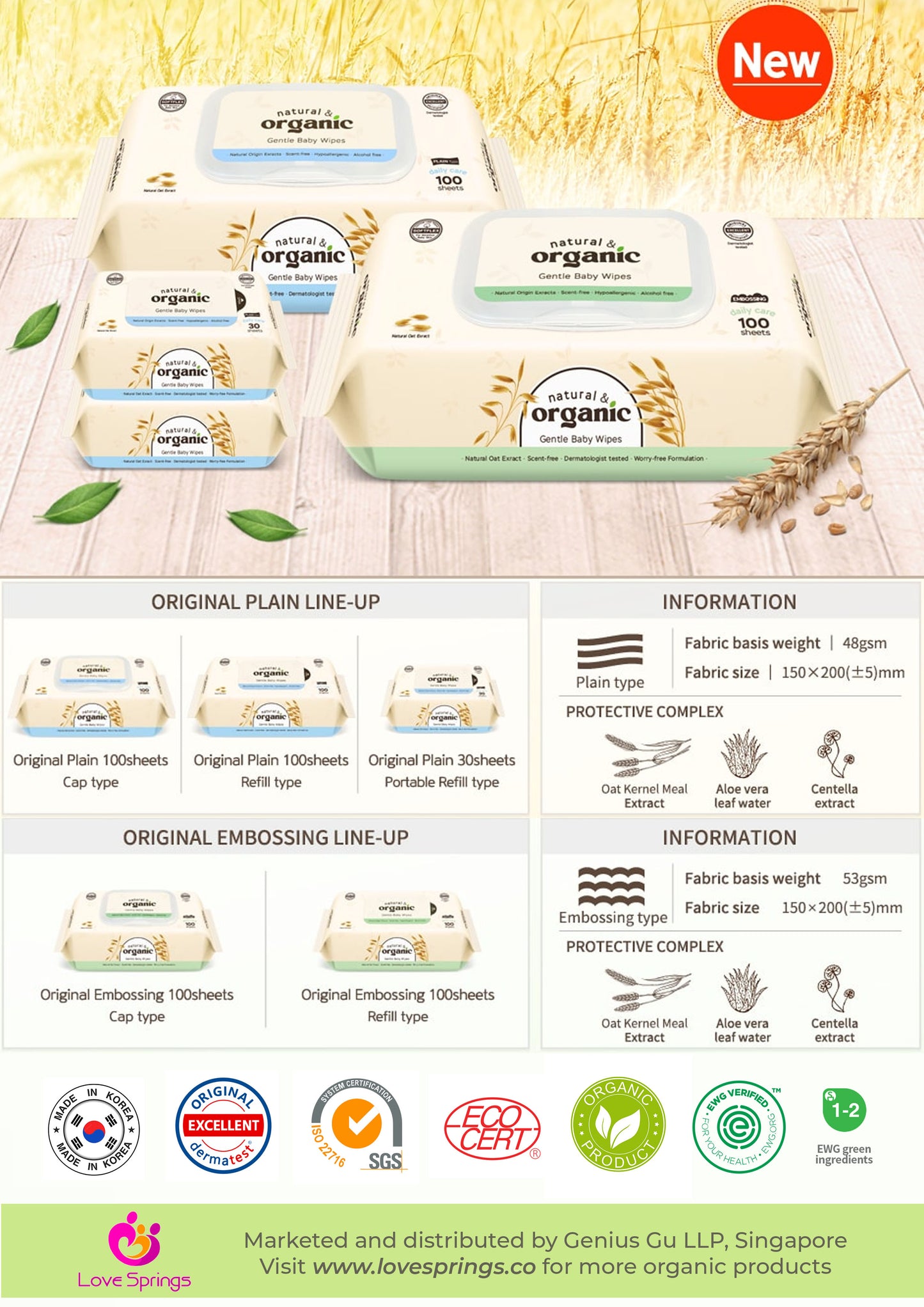Natural & Organic Daily Care Baby Wet Wipes, Travel Pack