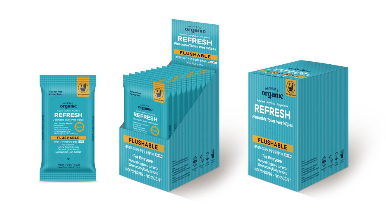 Natural & Organic Premium Portable Flushable Wipes