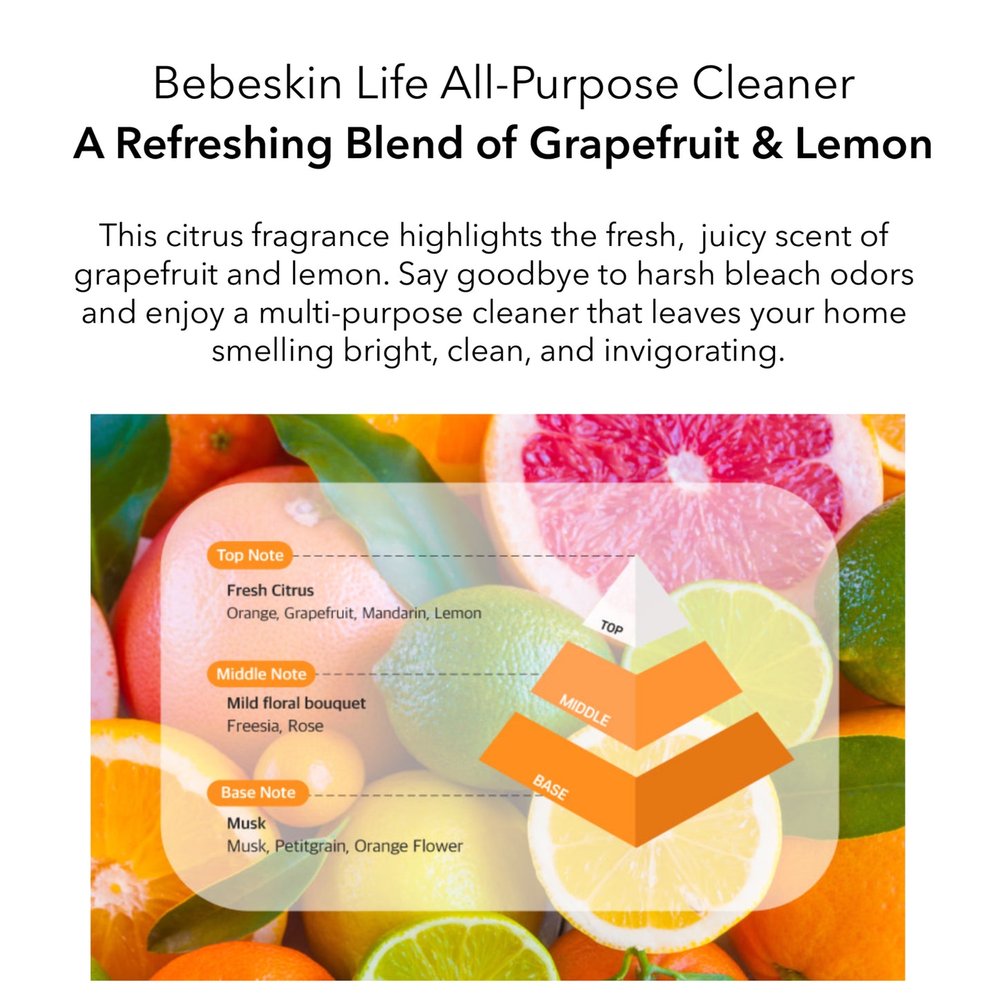 Bebeskin Life All Purpose Cleaner Grapefruit and Lemon (Vegan) 500ml
