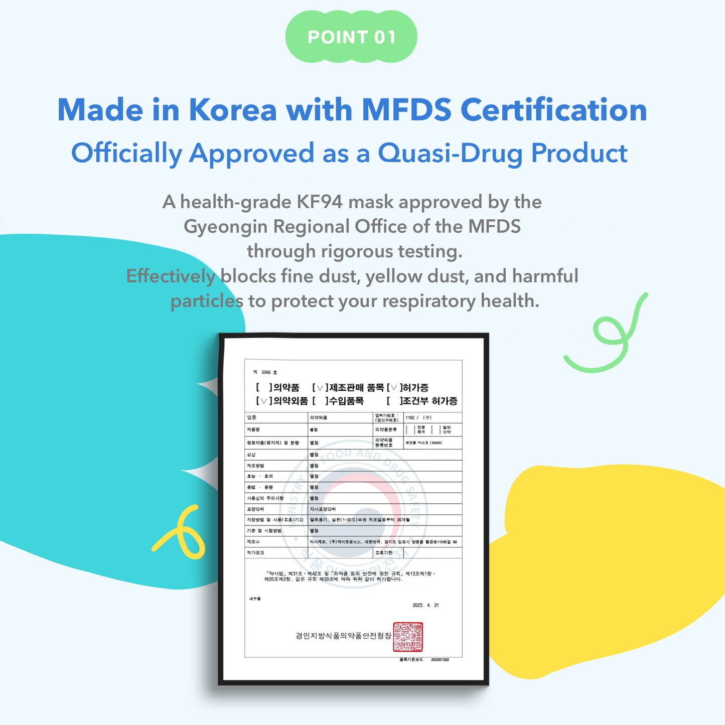 Large size Bluna 2D KF94 masks 25 pcs (5pcs per pack x 5 packs) White colour Made in Korea