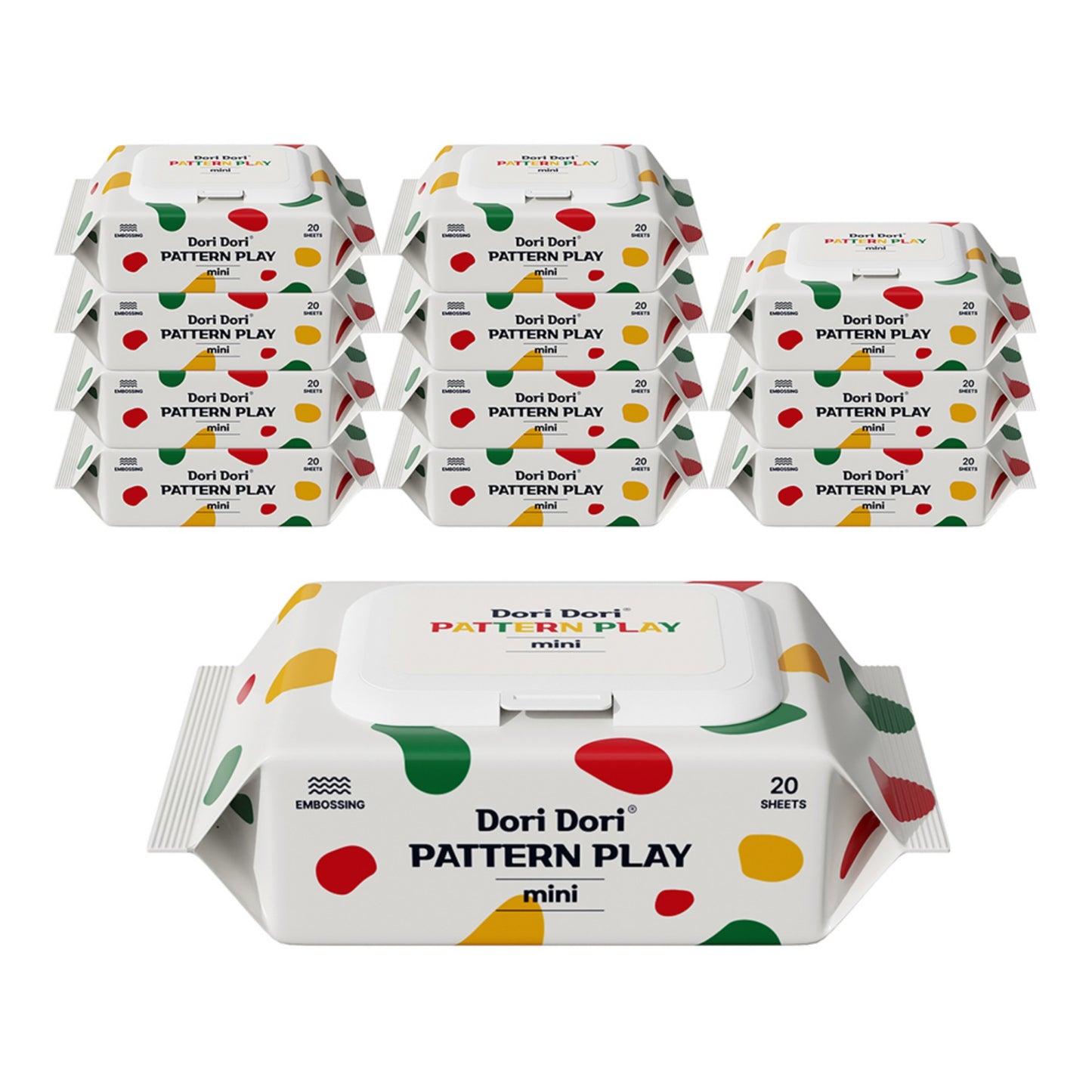 Dori Dori Pattern Play Mini Spunlace Premium Embossed Baby Wet Wipes with CAP 20 sheets x 12 packs