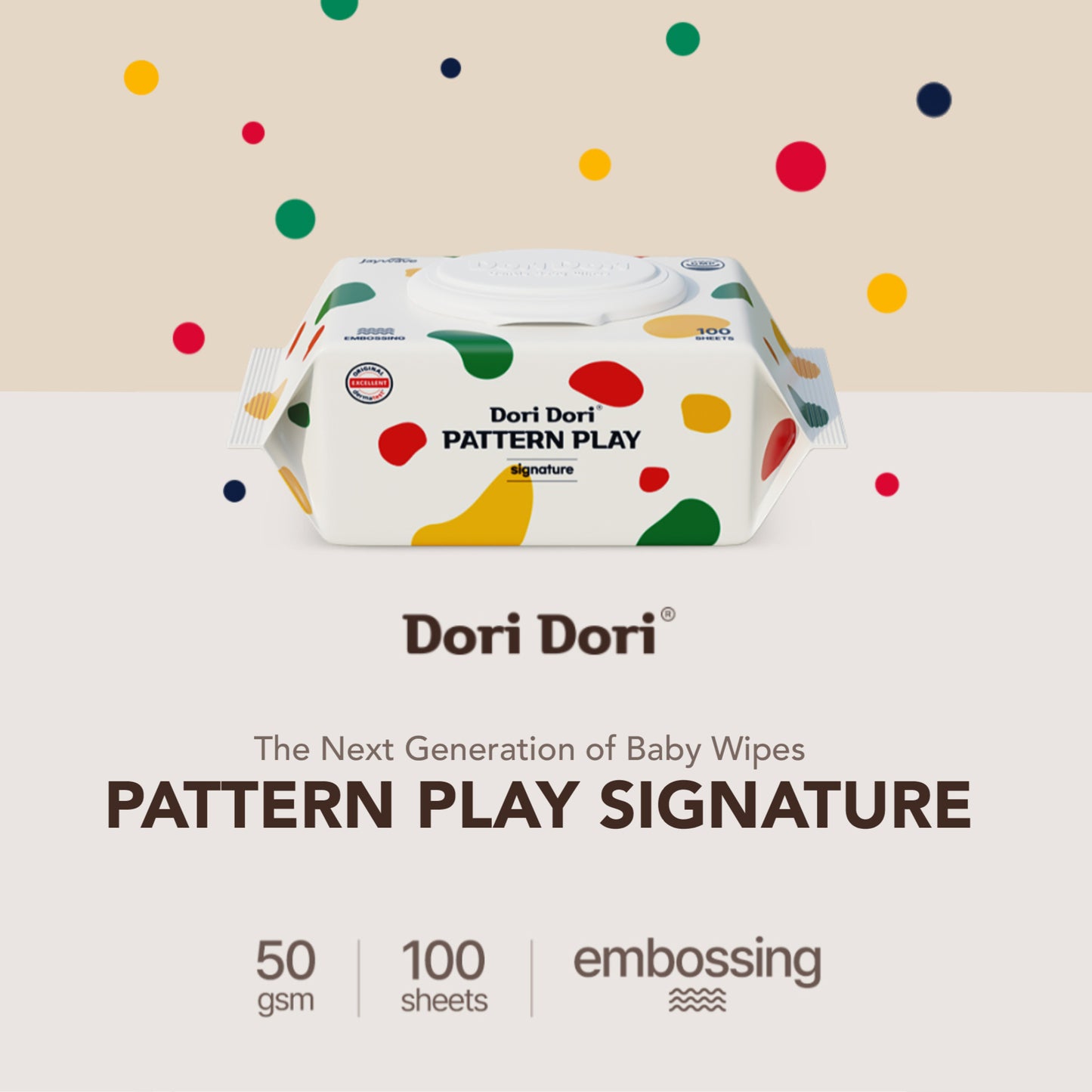 Dori Dori Pattern Play Signature Embossed Spunlace Baby wet wipes with CAP100x10packs