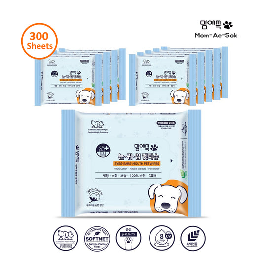 Mom-Ae-Sok Eyes, Ears & Mouth Pet Portable Wet Tissue 30 Sheets x 10packs