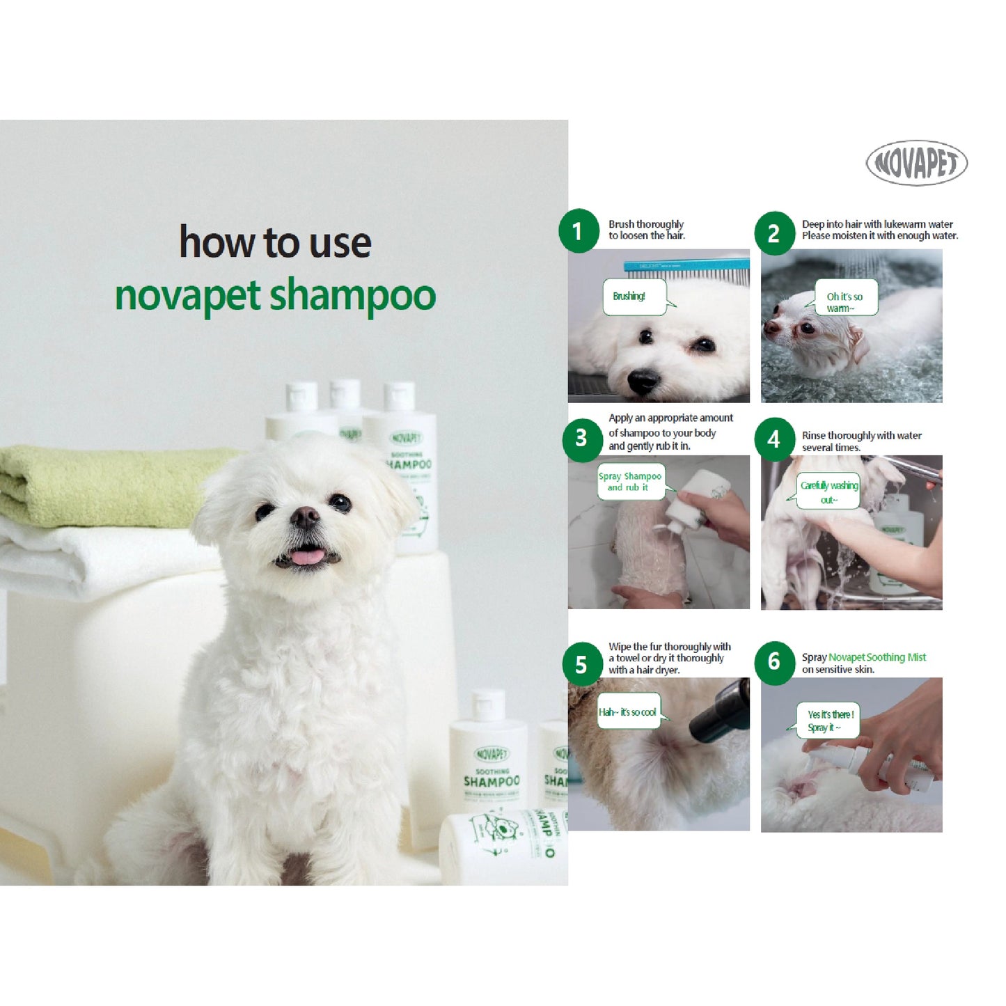 NOVAPET Soothing Shampoo 300ml Patented Peptides