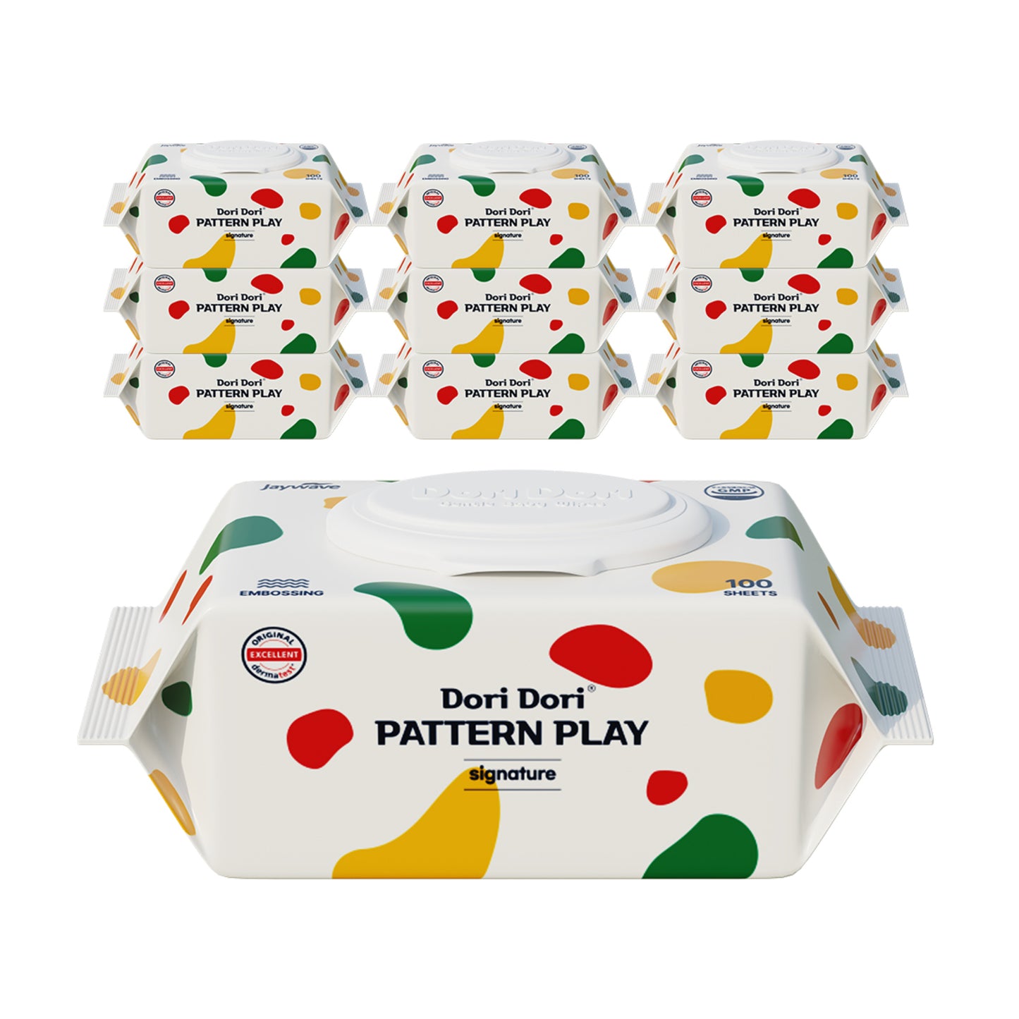 Dori Dori Pattern Play Signature Embossed Spunlace Baby wet wipes with CAP100x10packs