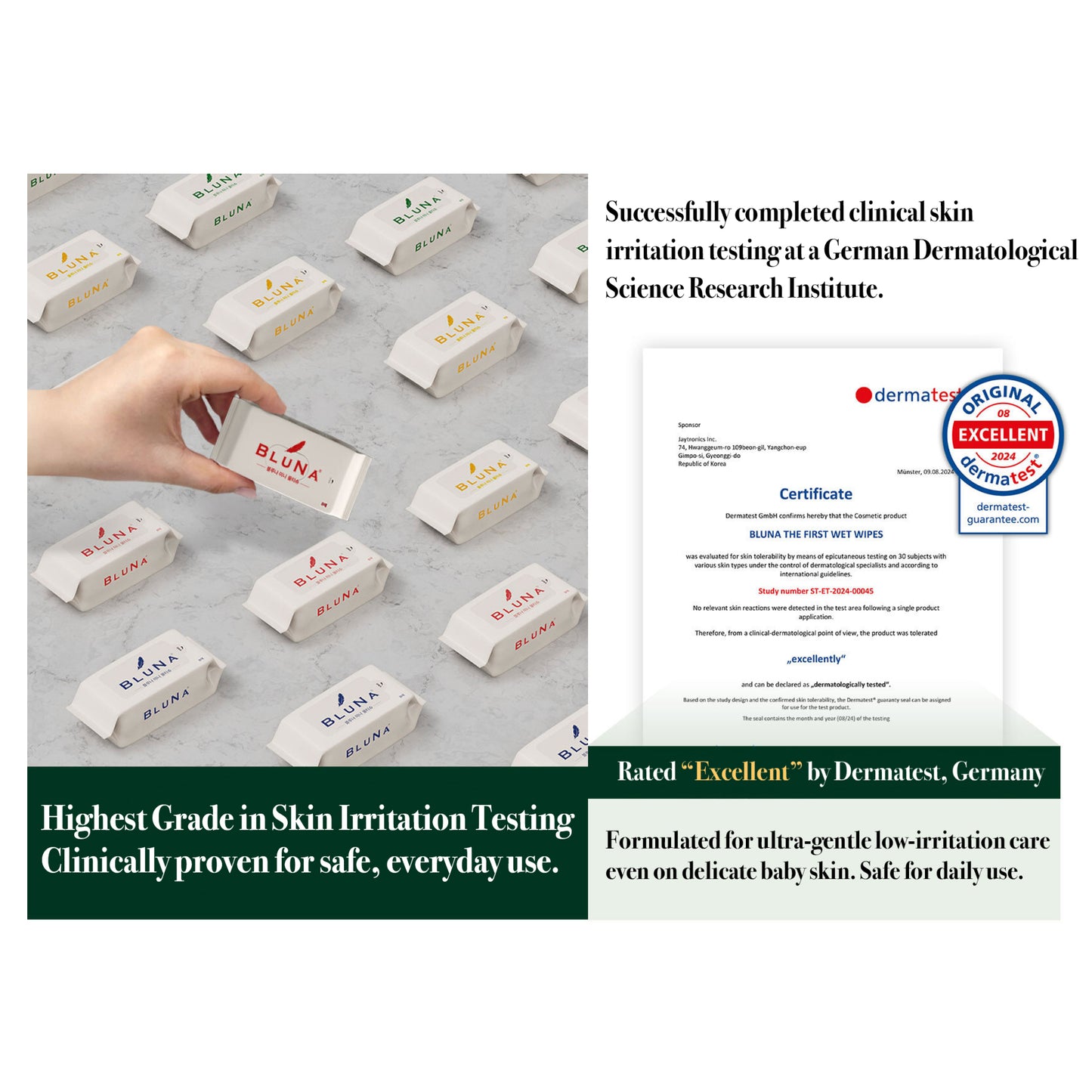 Bluna Mini pocket-sized wet wipes (8 sheets x 8 packs x 10 packs)