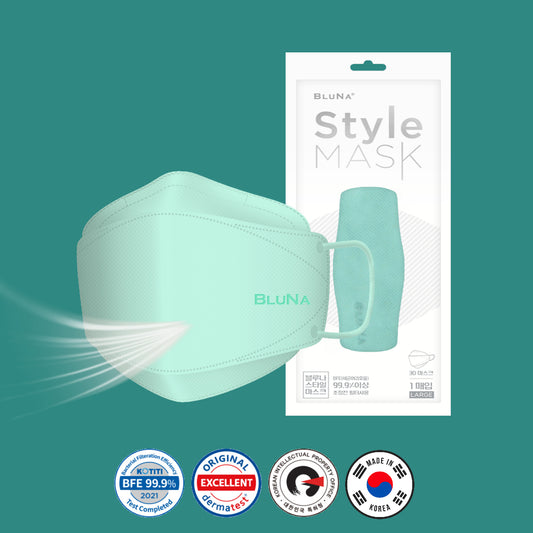 BLUNA 3D Adult Style Mask, Mint Colour, BFE 99.9%