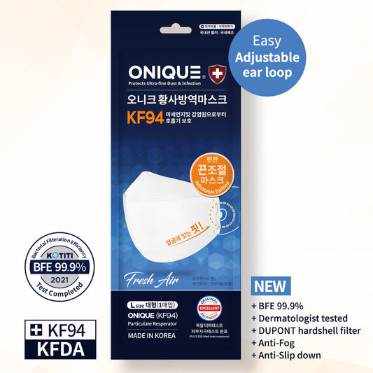 ONIQUE KF94 3D mask L size, White, BFE 99.9%