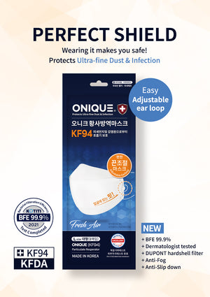Open image in slideshow, ONIQUE KF94 3D mask L size, White, BFE 99.9%
