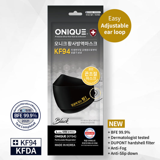 ONIQUE KF94 3D mask L size, Black, BFE 99.9%