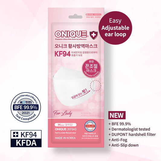 ONIQUE KF94 3D mask M size, White, BFE 99.9%