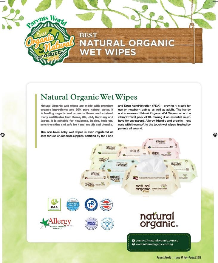 natural & organic Daily Care Baby Wipes, Refill (100 sheets x 10 packs)