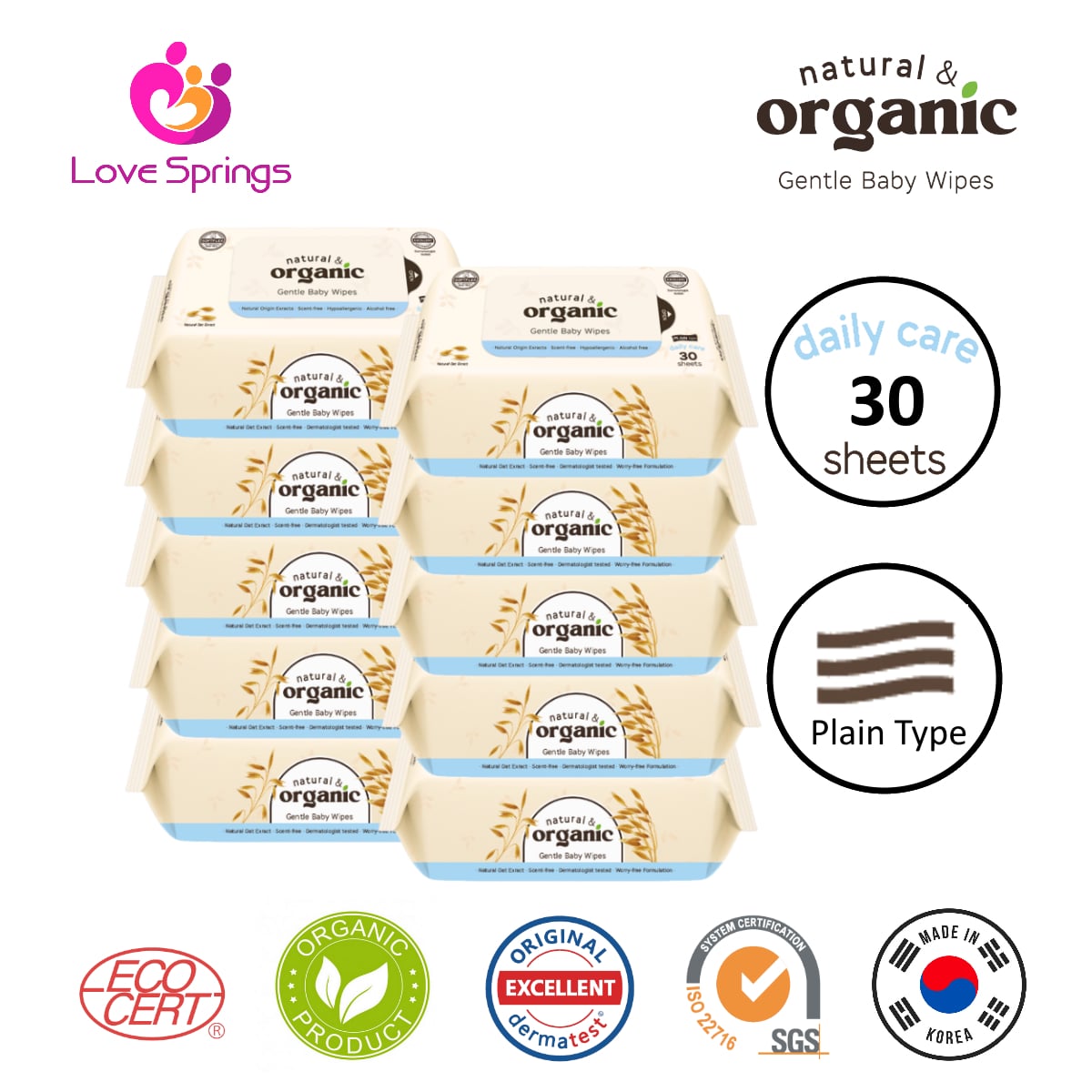 Lingettes humides naturelles et biologiques pour bébé, soins quotidiens, paquet de voyage